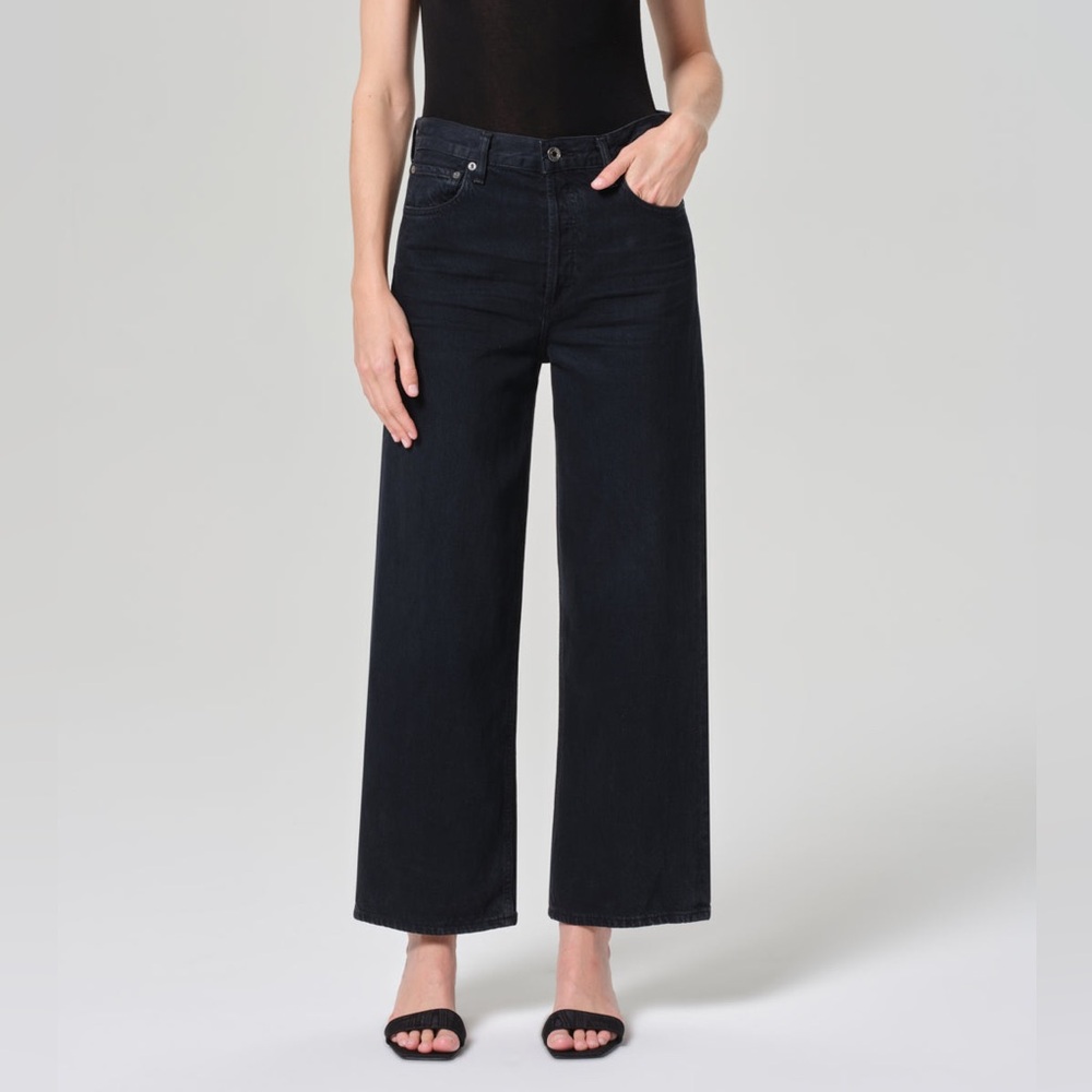 Agolde Ren Jean in Scowl Cropped Wide Leg Jeans